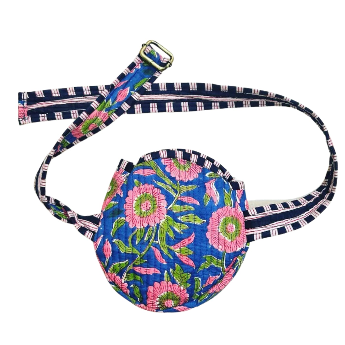 Round Blue Floral Crossbody Bag