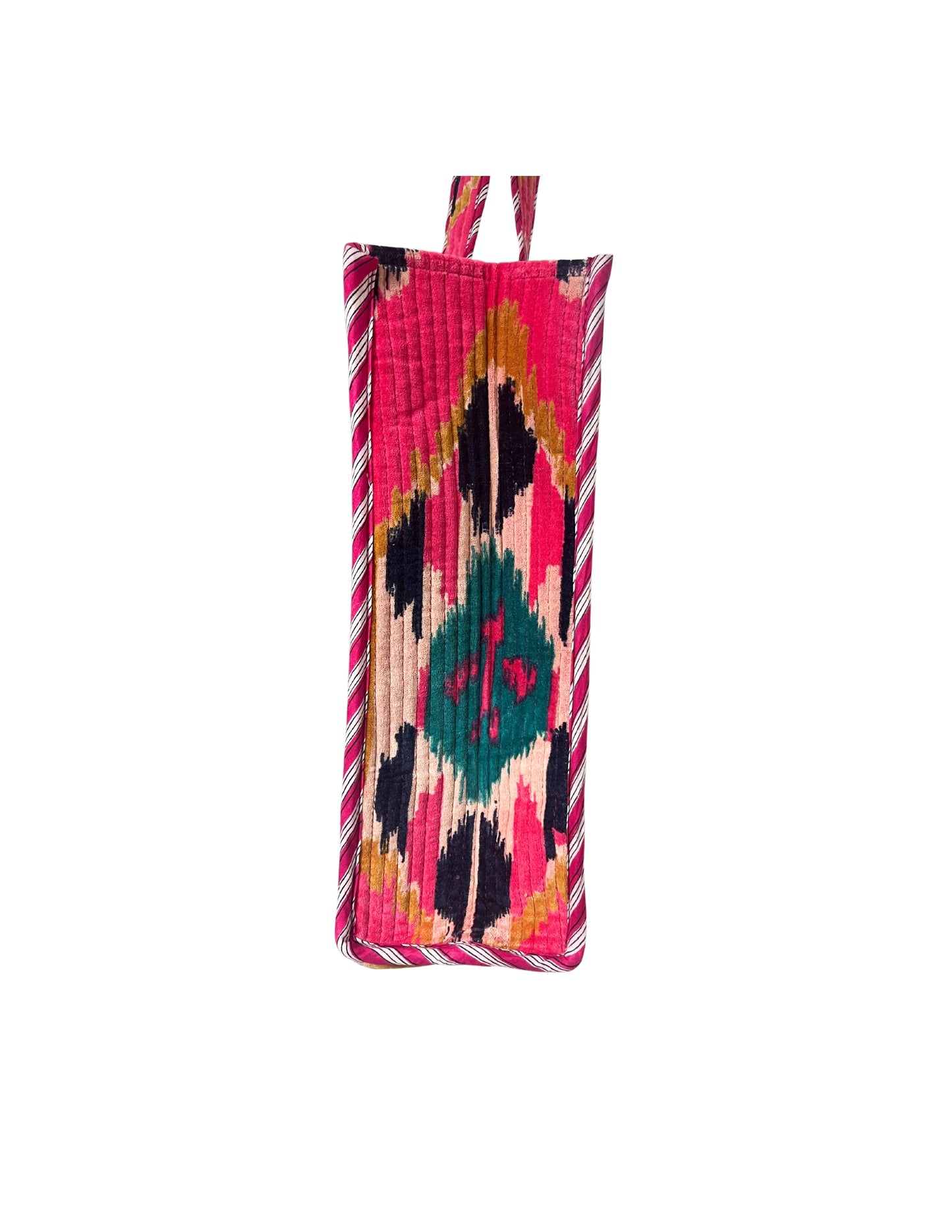 Large Pink Velvet Ikat Tote Bag