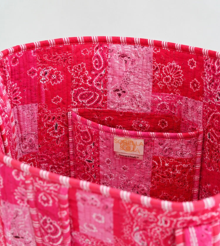 Pink and Red Bandana Tote Bag