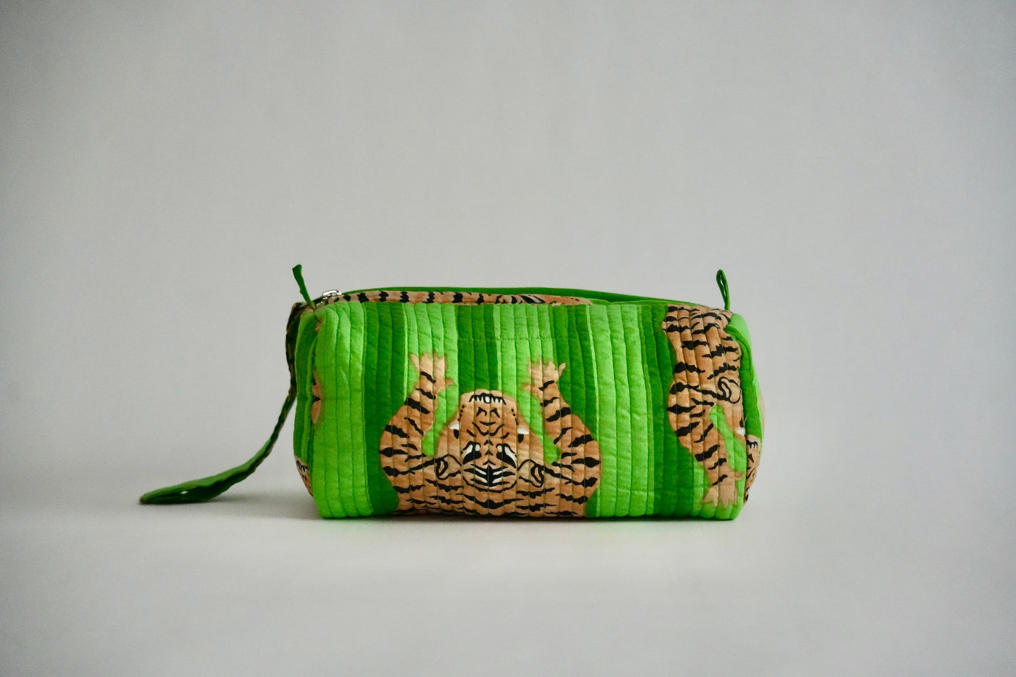 Neon Green Tiger Cosmetic Bag Set
