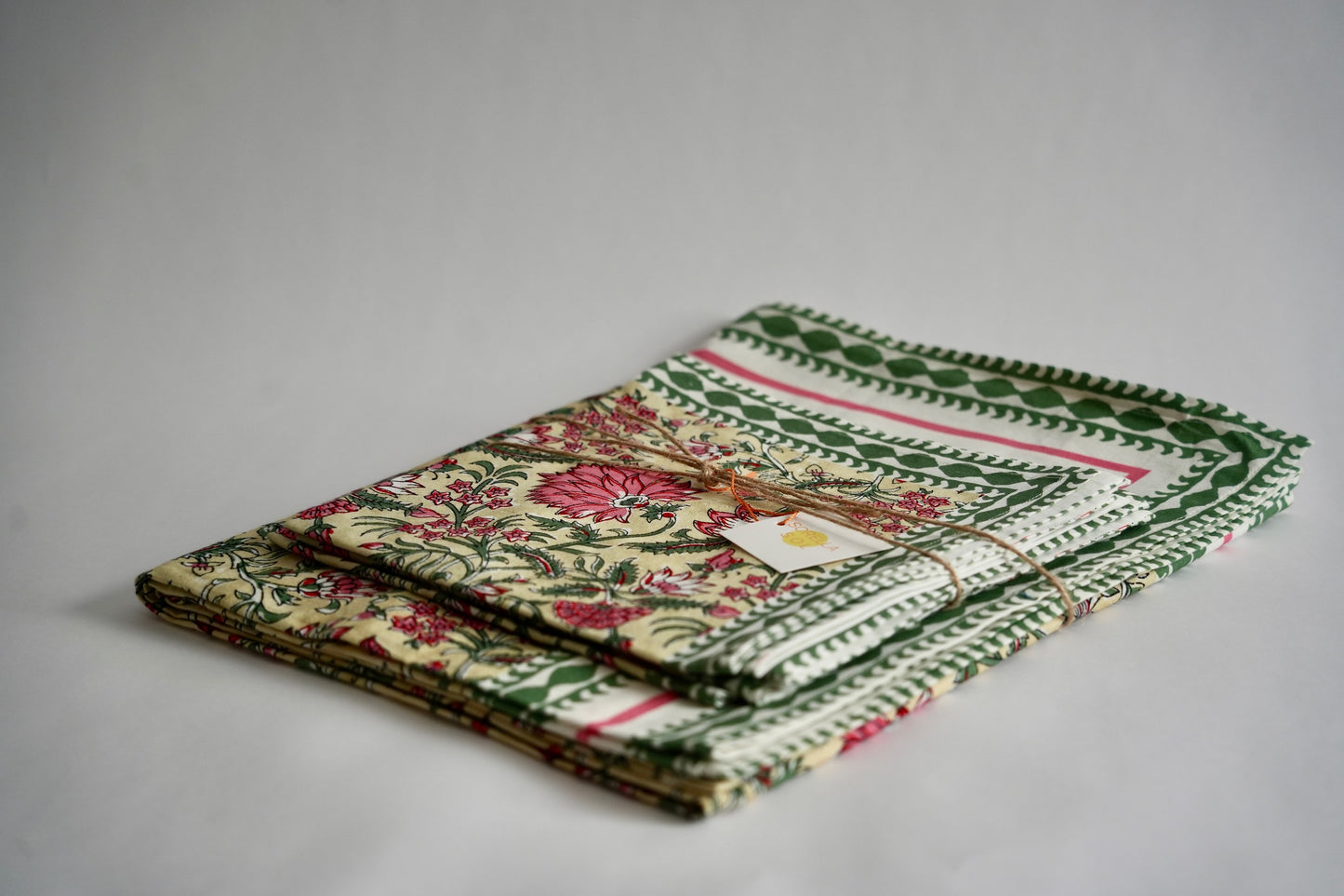 Green and Pink Tablecloth & Napkin Set