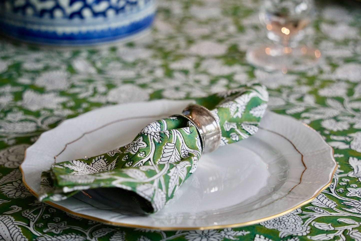 Green Tablecloth & Napkin Set