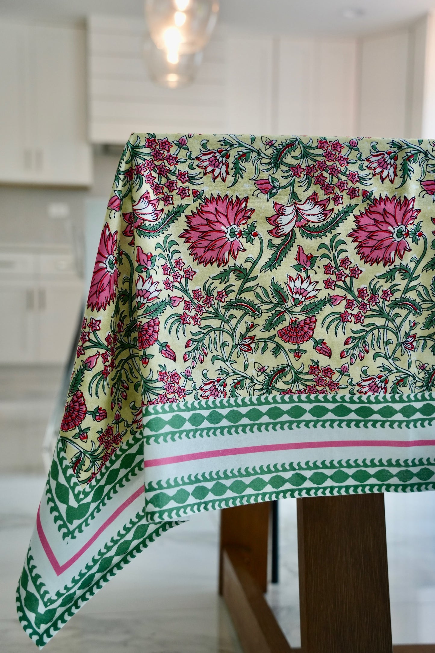 Green and Pink Tablecloth & Napkin Set
