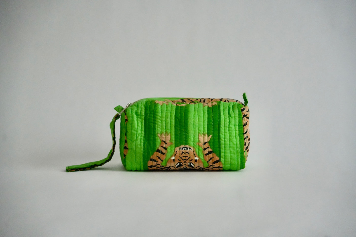 Neon Green Tiger Cosmetic Bag Set