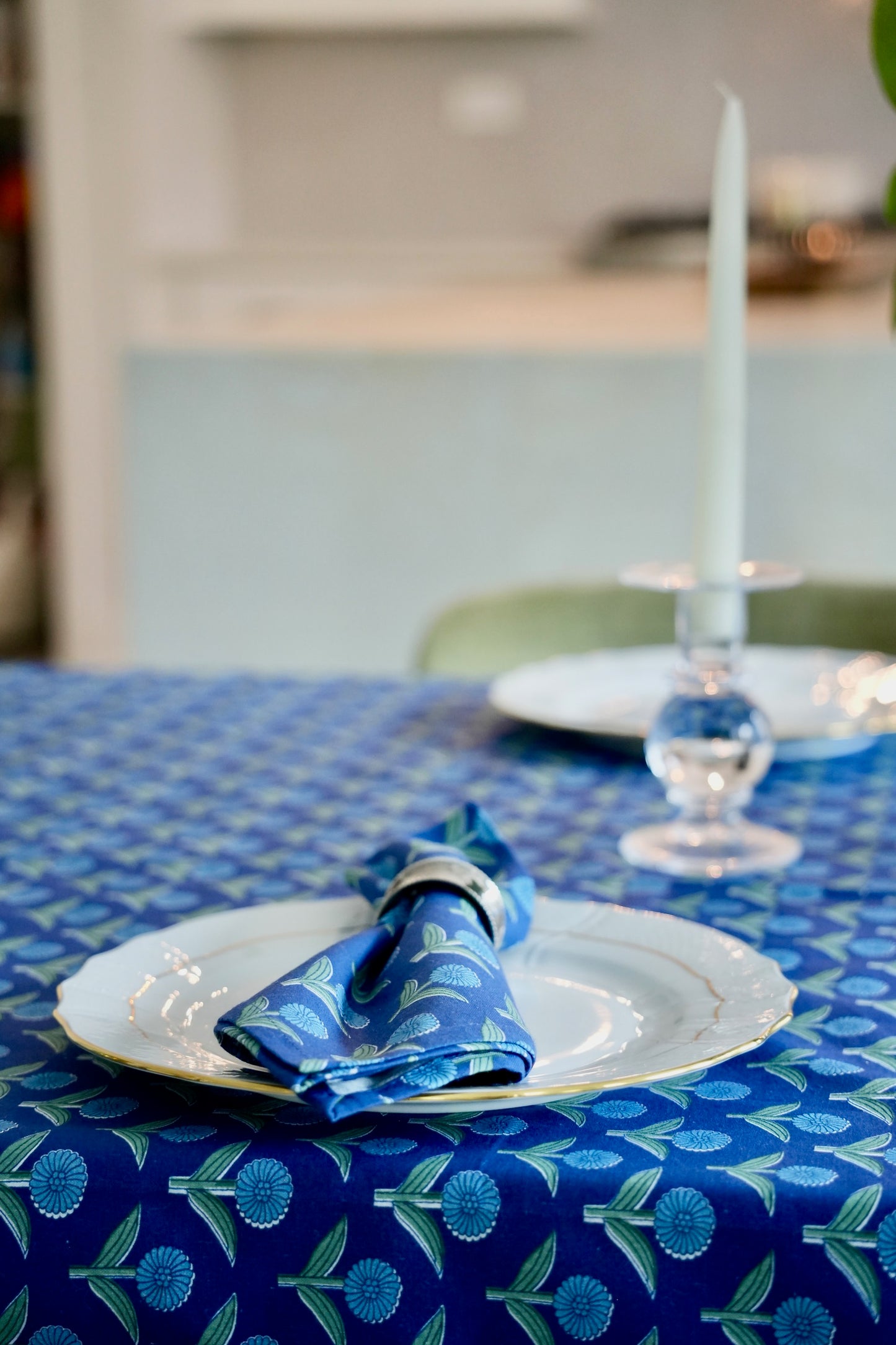 Blue Tablecloth & Napkin Set