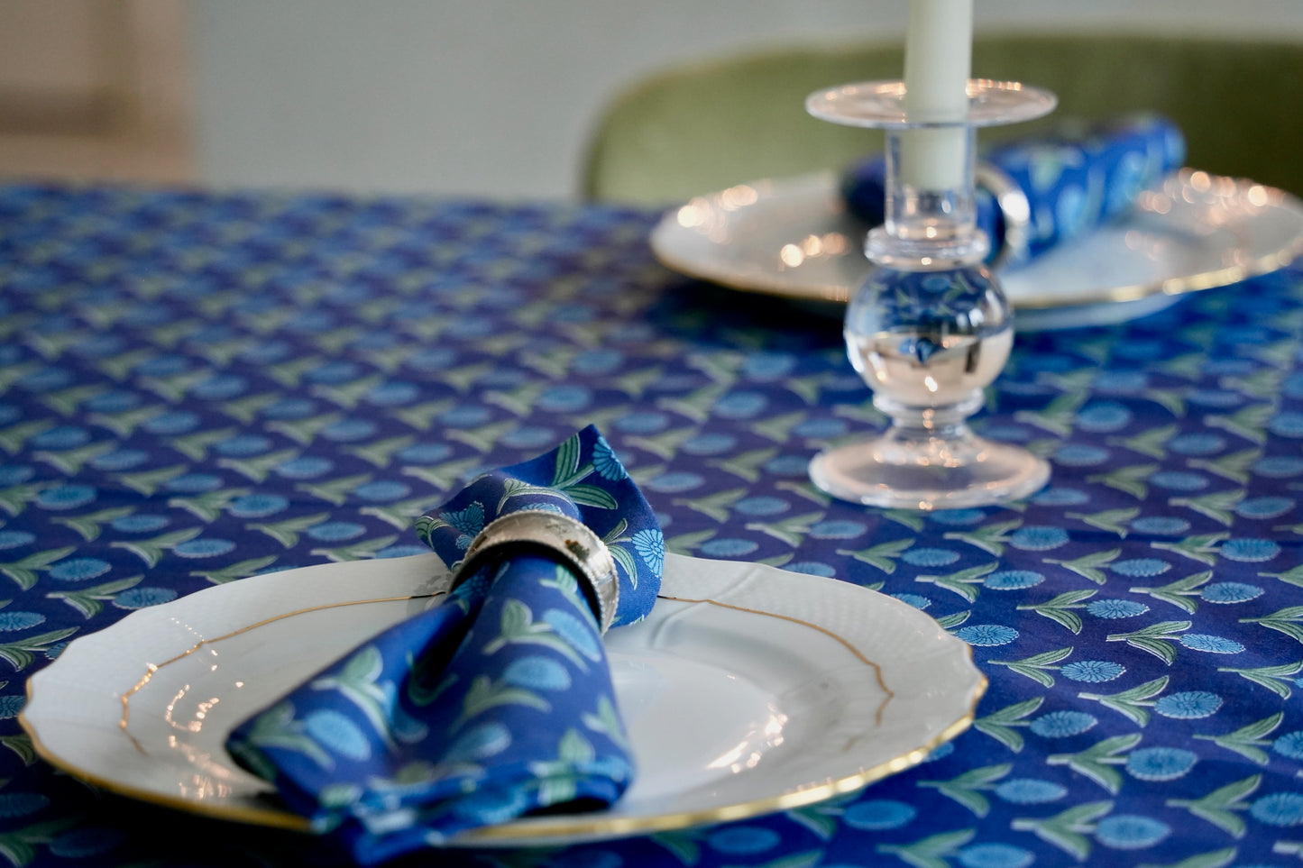 Blue Tablecloth & Napkin Set