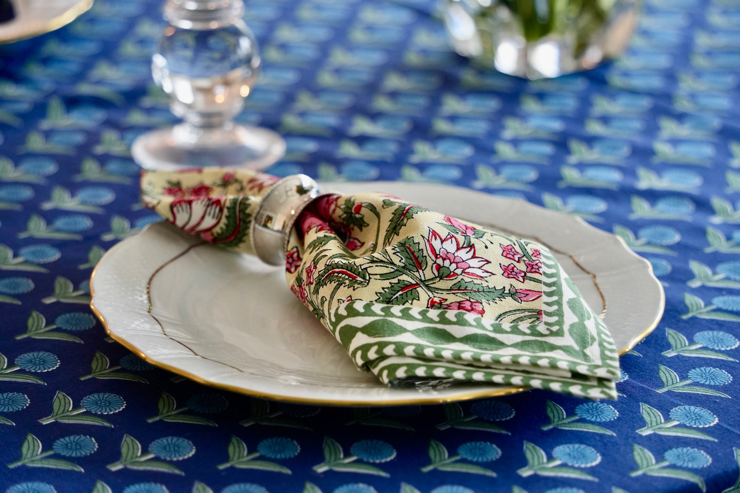 Blue Tablecloth & Napkin Set