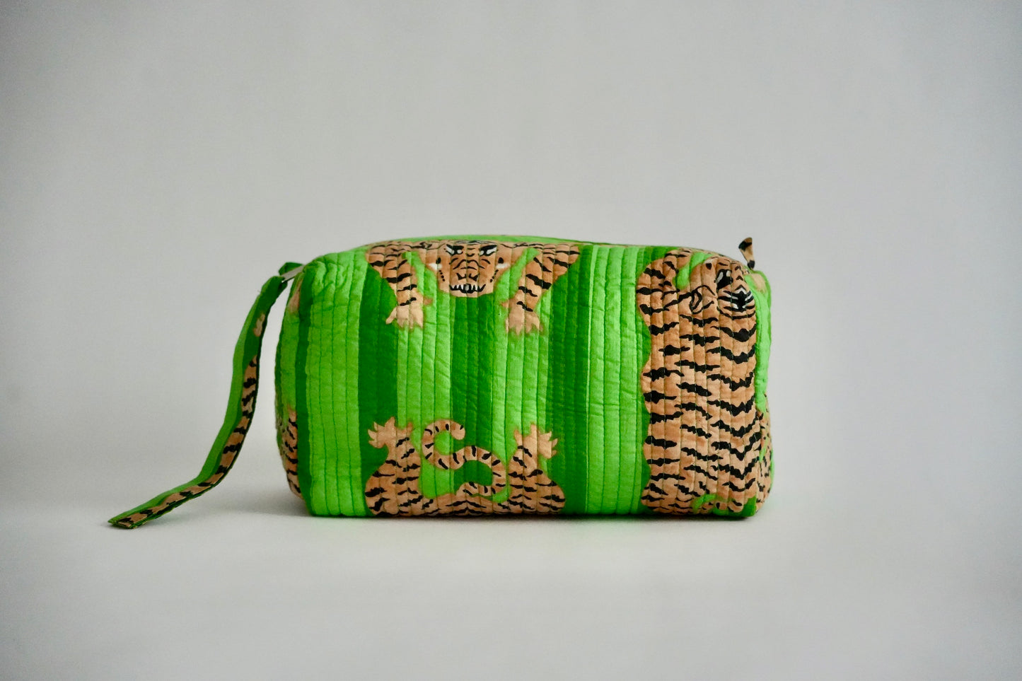Neon Green Tiger Cosmetic Bag Set