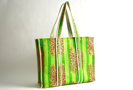 Large Neon Green Tiger Tote Bag