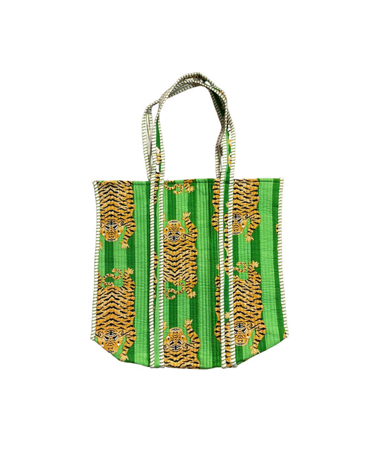 Large Neon Green Tiger Tote Bag