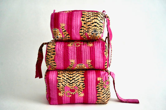 Pink Tiger Cosmetic Bag Set