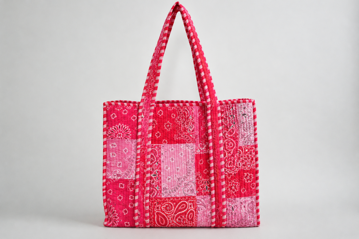 Pink and Red Bandana Tote Bag