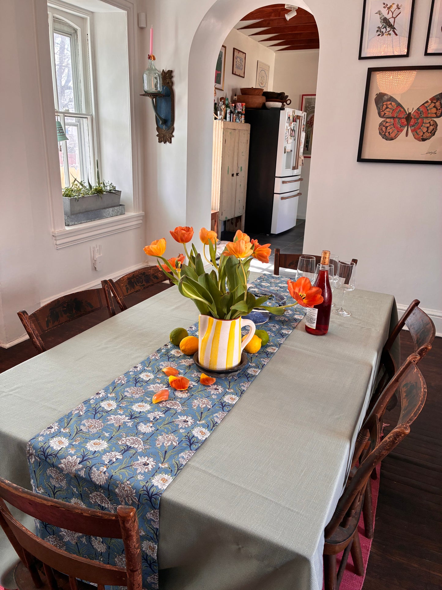 Blue Floral Table Runner