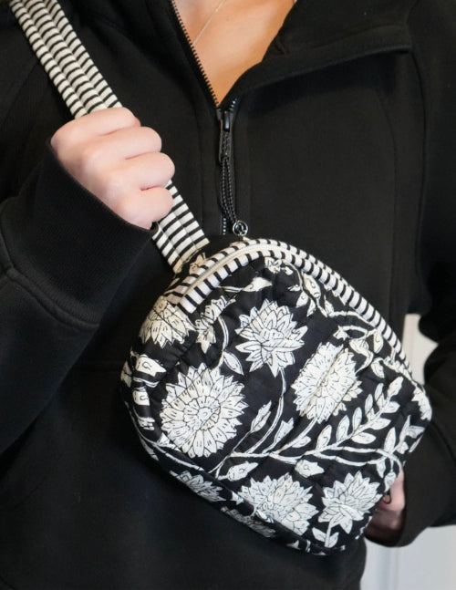 Black Floral Crossbody Bag