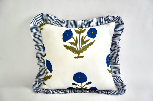 Blue Ruffle Pillow Sham
