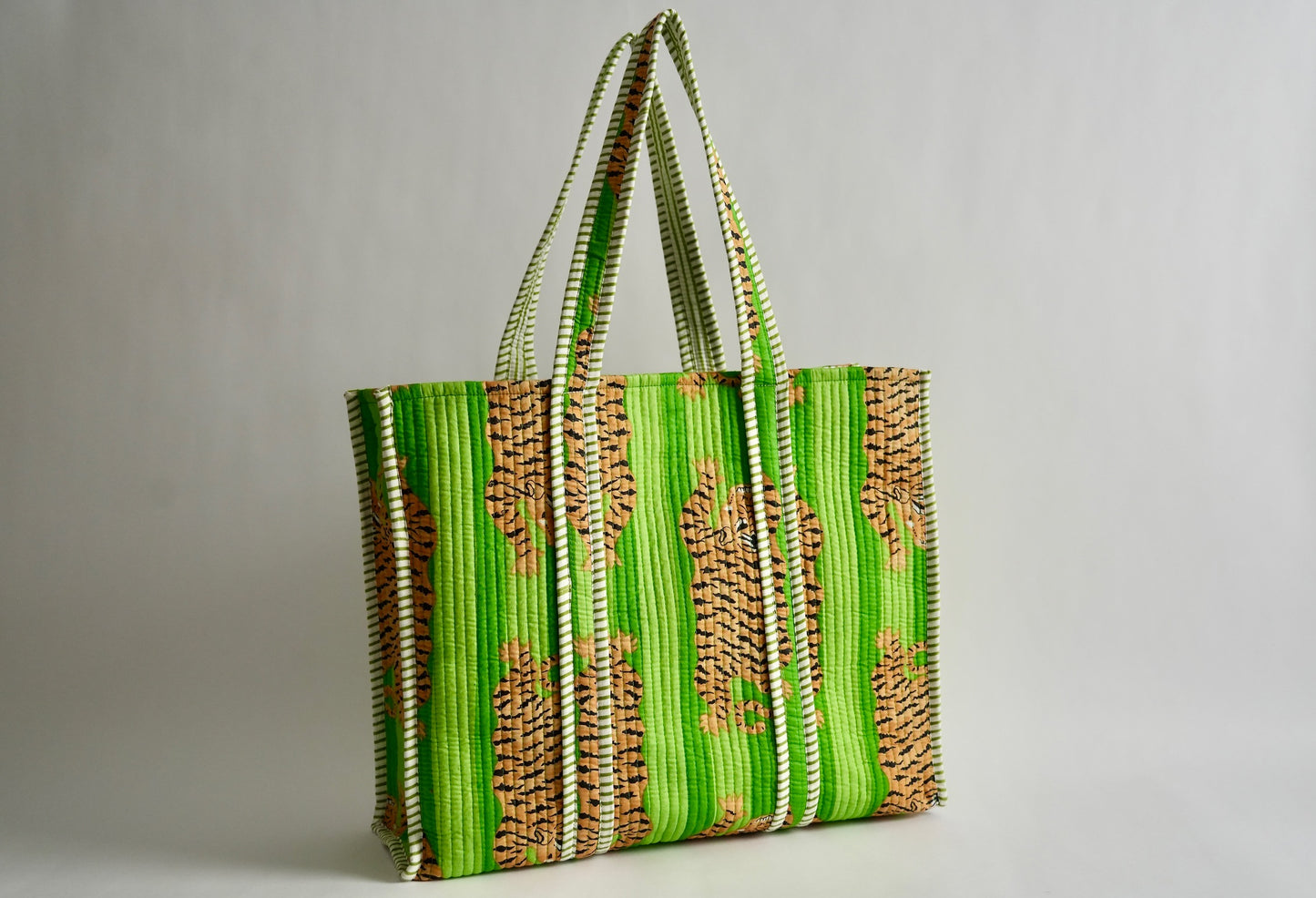 Large Neon Green Tiger Tote Bag