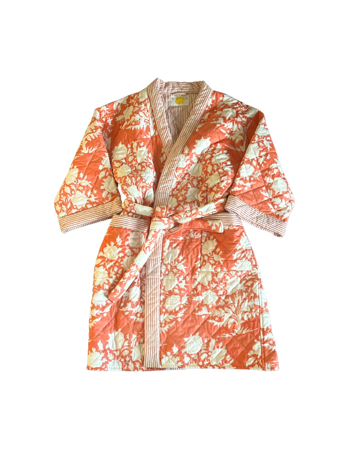 Quilted Orange Floral Robe