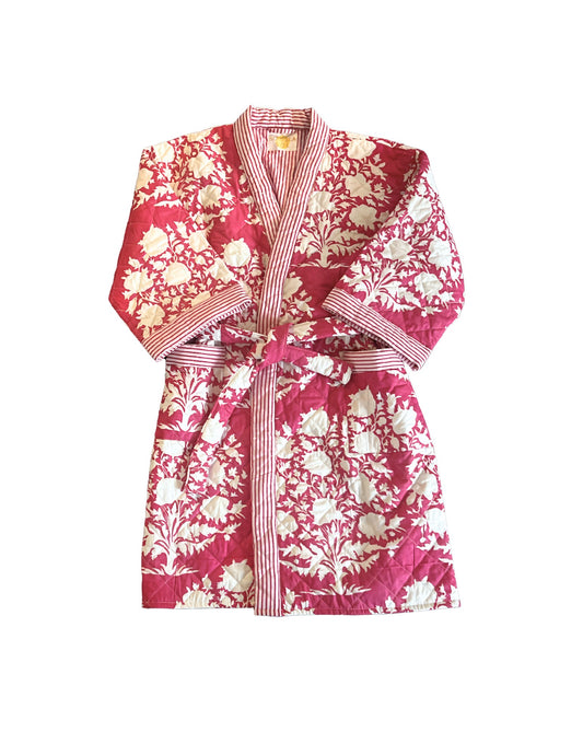 Quilted Pink Floral Robe