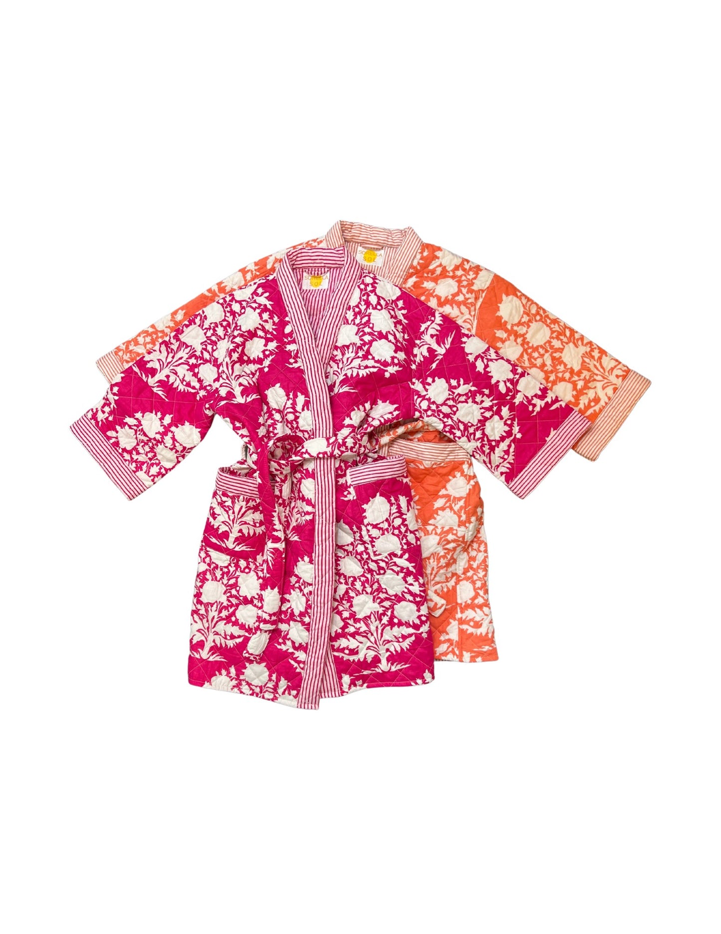 Quilted Orange Floral Robe