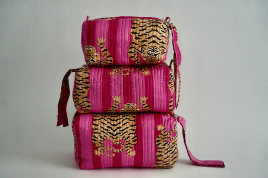 Pink Tiger Cosmetic Bag Set