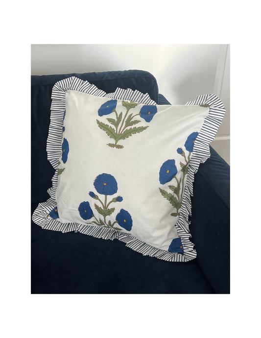 Blue Ruffle Pillow Sham