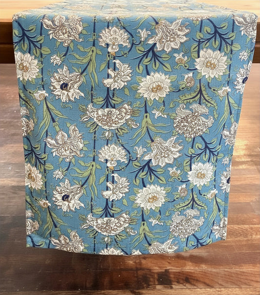 Blue Floral Table Runner