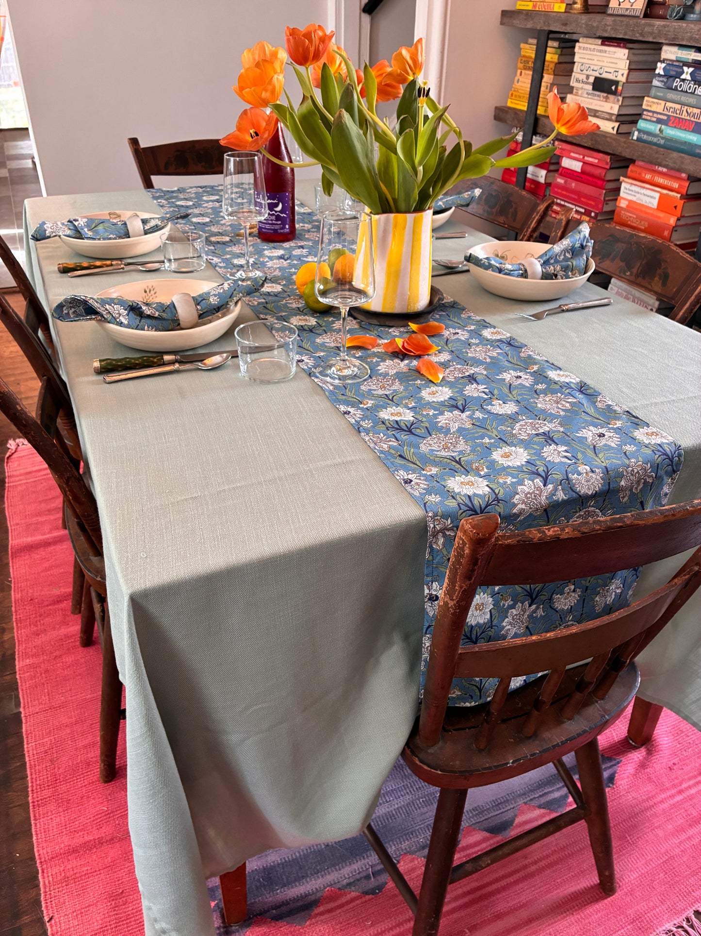 Blue Floral Table Runner