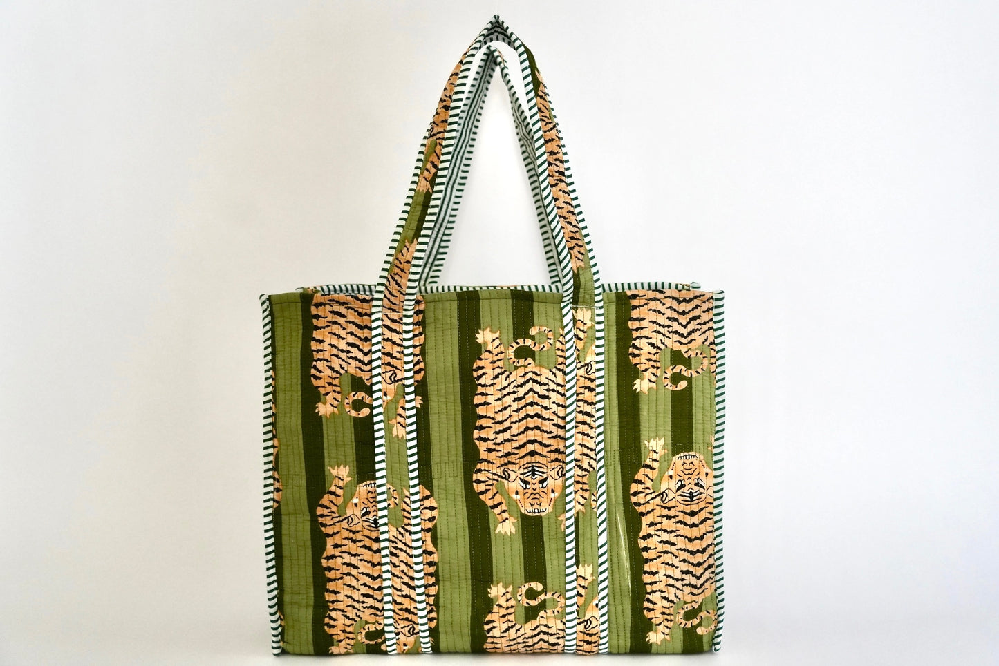 Large Green Tiger Tote Bag