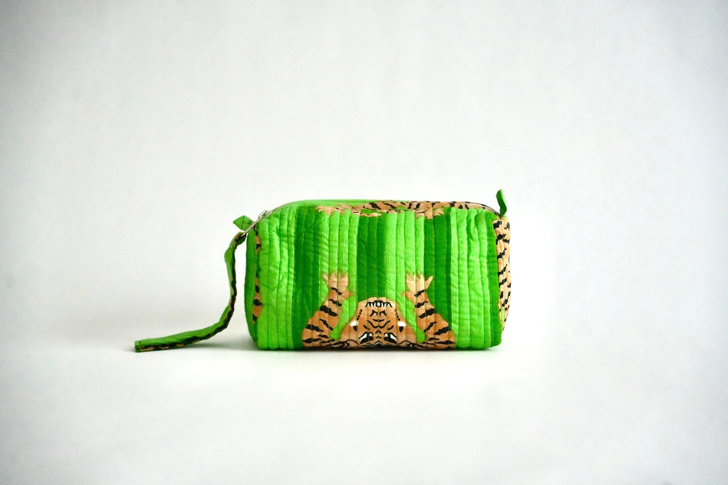 Neon Green Tiger Cosmetic Bag Set