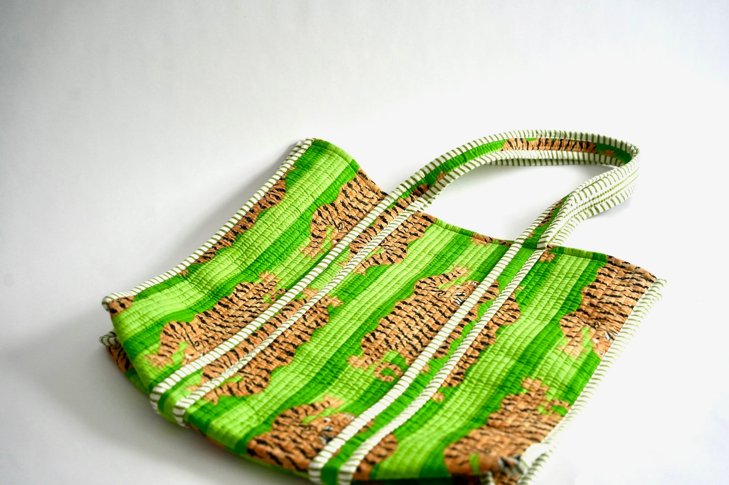 Large Neon Green Tiger Tote Bag