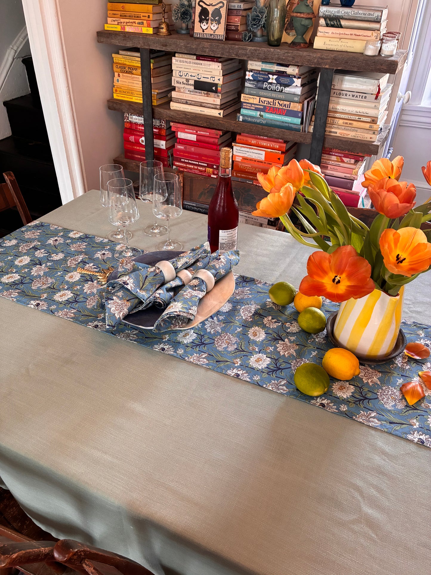 Blue Floral Table Runner