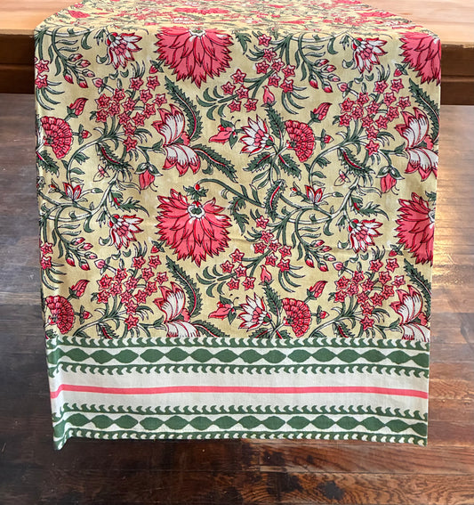 Green Floral Table Runner