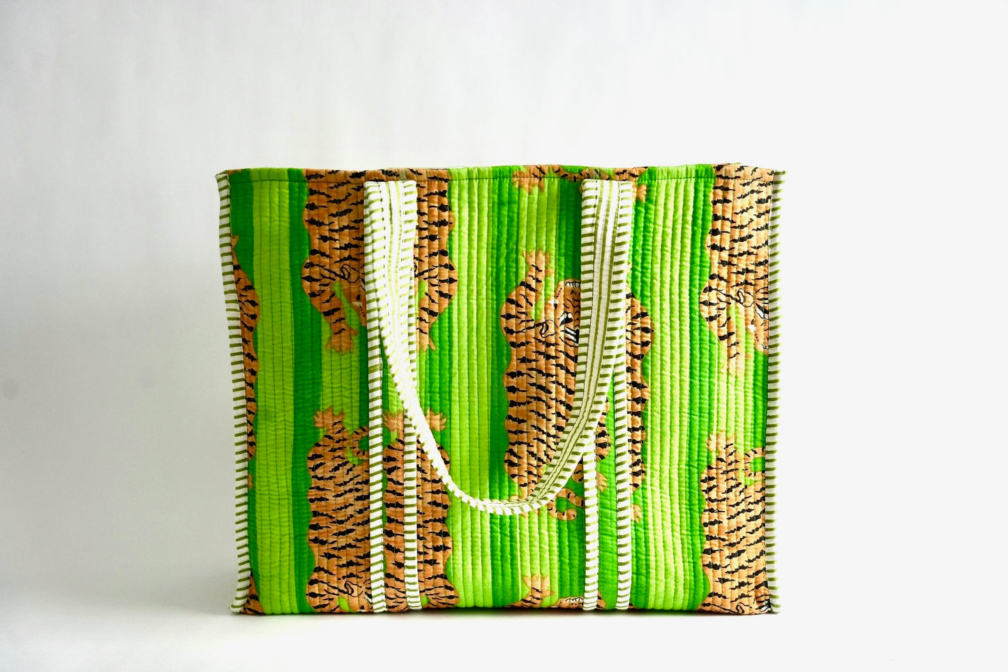 Large Neon Green Tiger Tote Bag