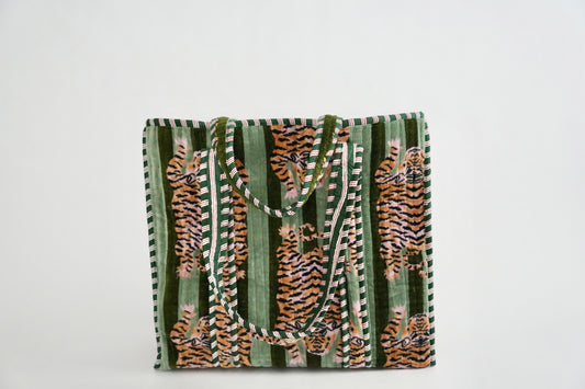 Green/Green Velvet Tote Bag