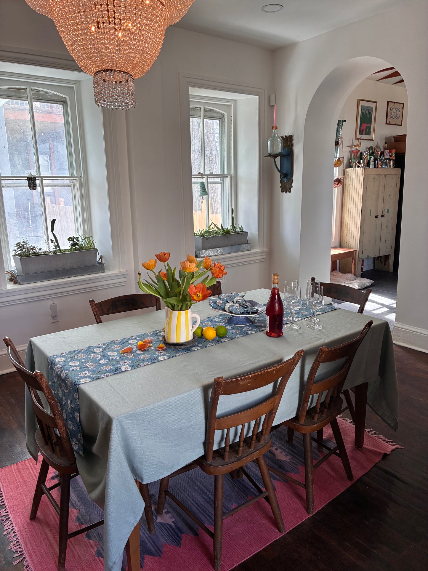 Blue Floral Table Runner