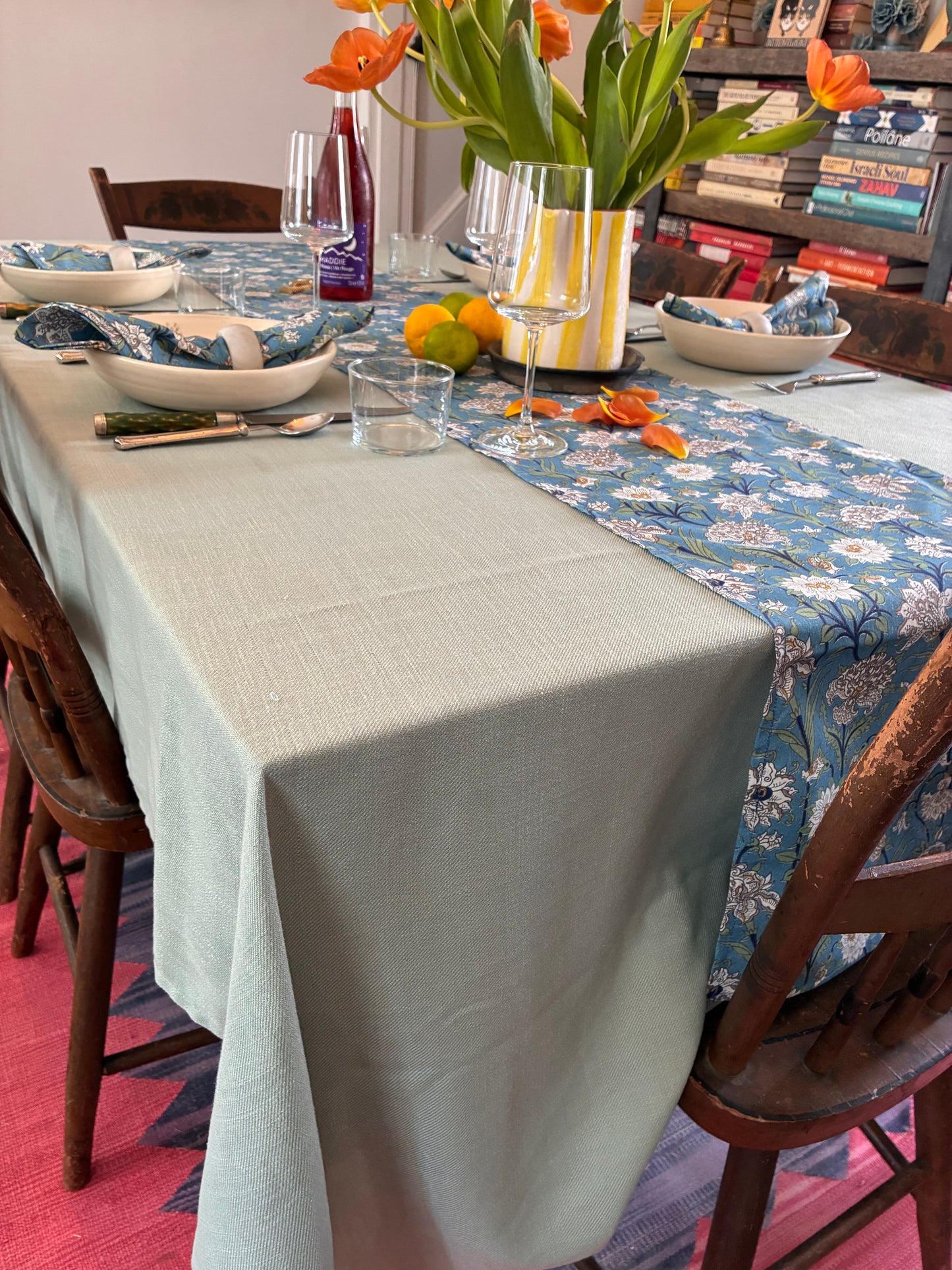 Blue Floral Table Runner