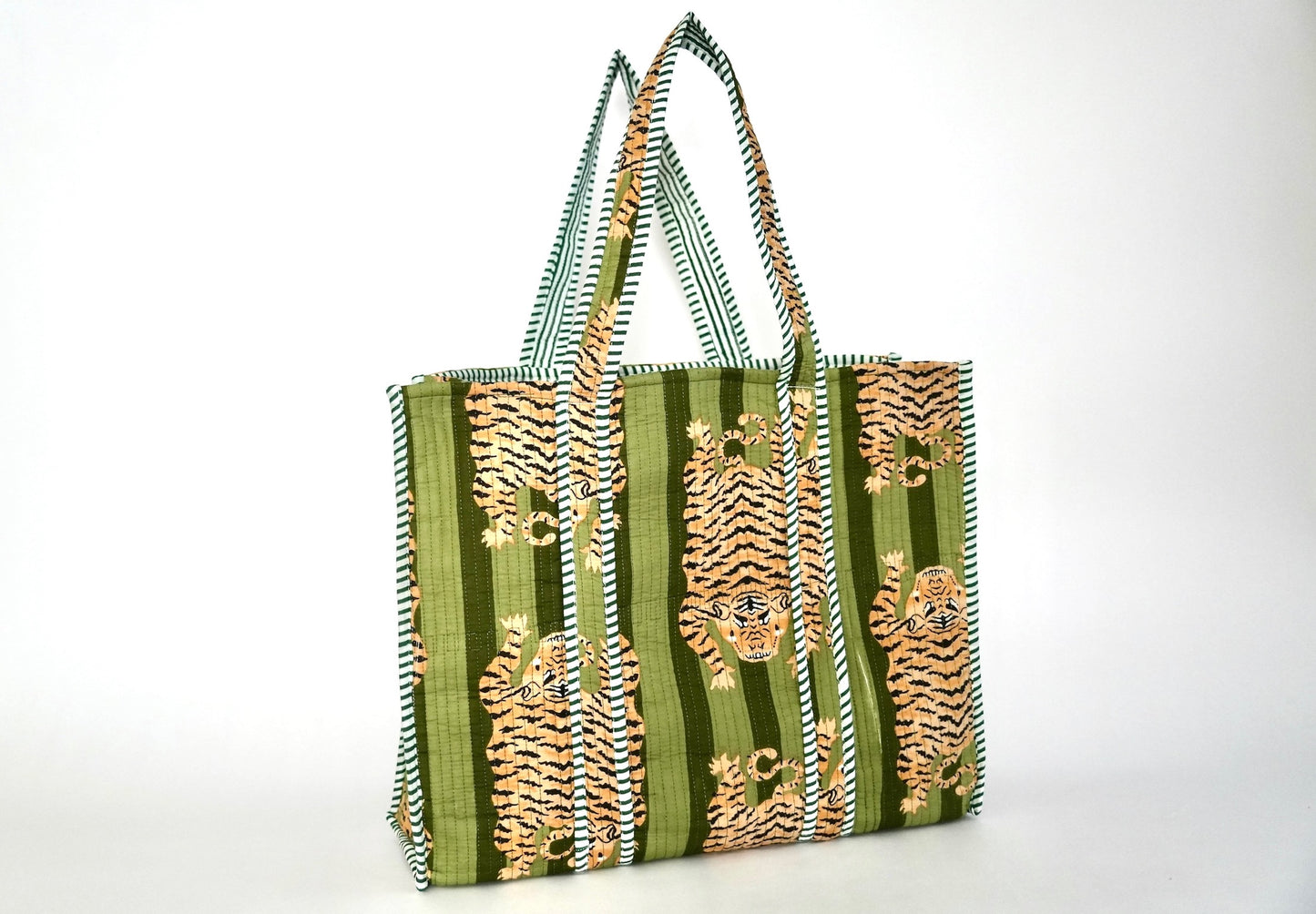 Large Green Tiger Tote Bag