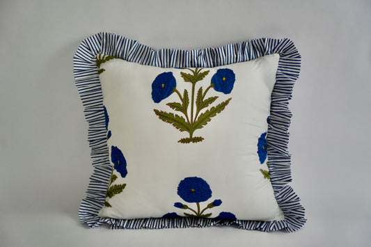 Blue Ruffle Pillow Sham