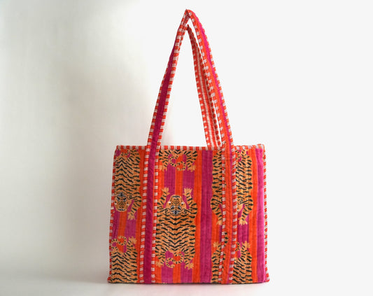 Pink Velvet Tiger Tote Bag