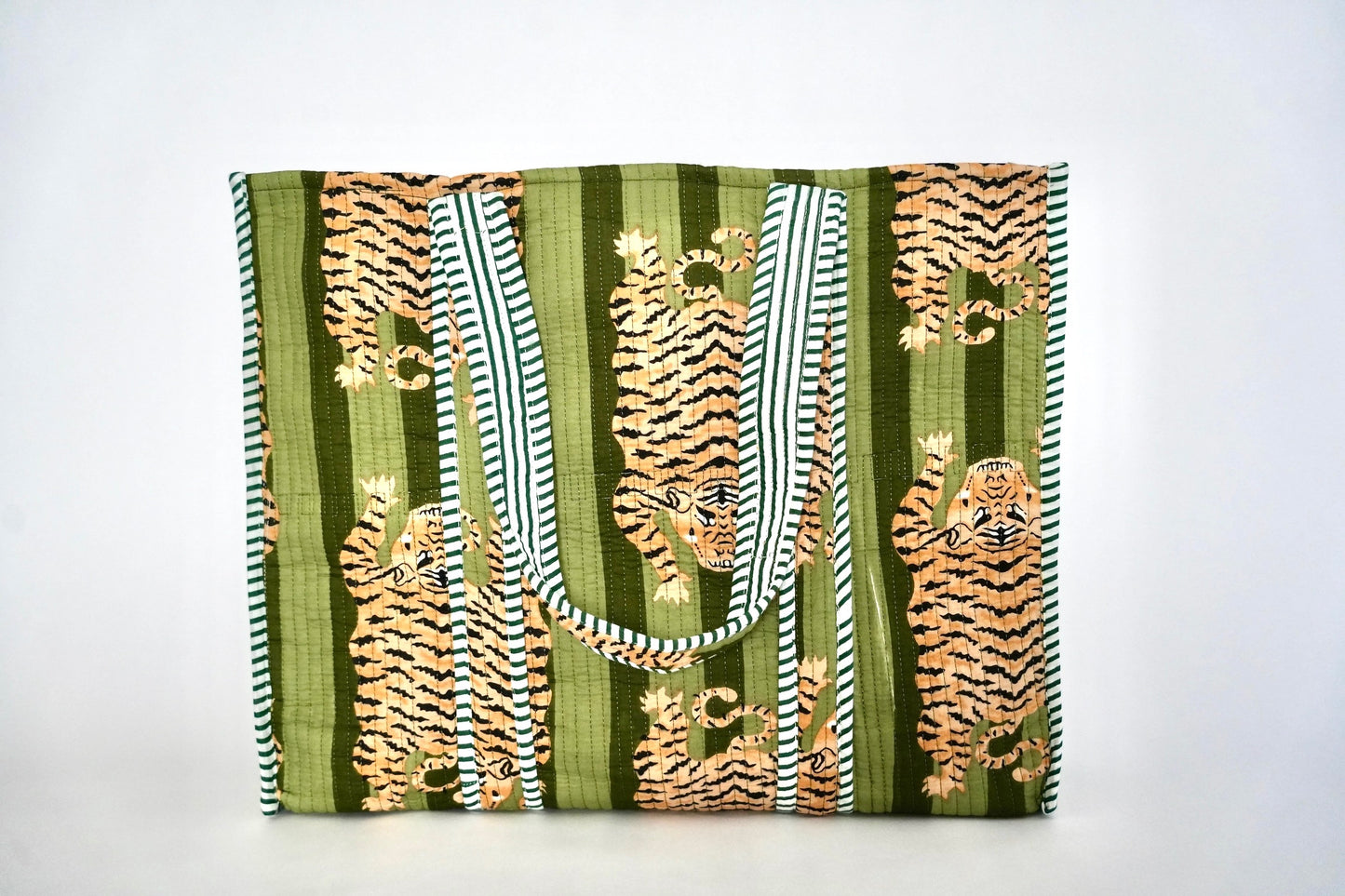 Large Green Tiger Tote Bag