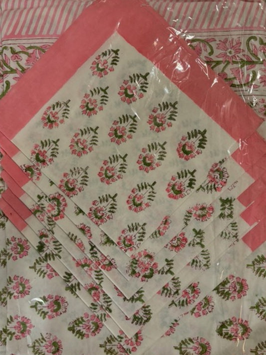 Tablecloth & Napkin Set - Pink and Green