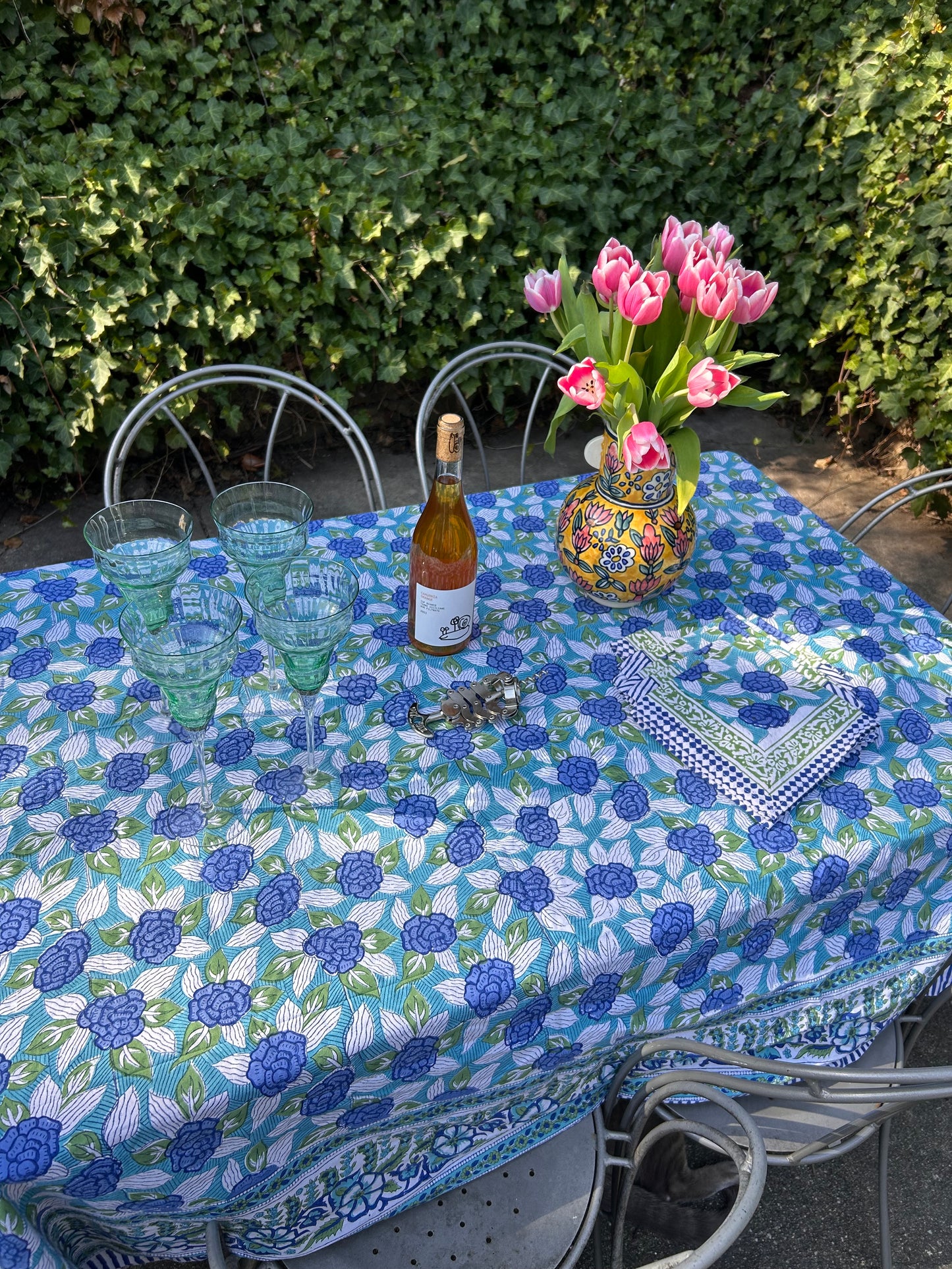 Tablecloth & Napkin Set - Green and Blue