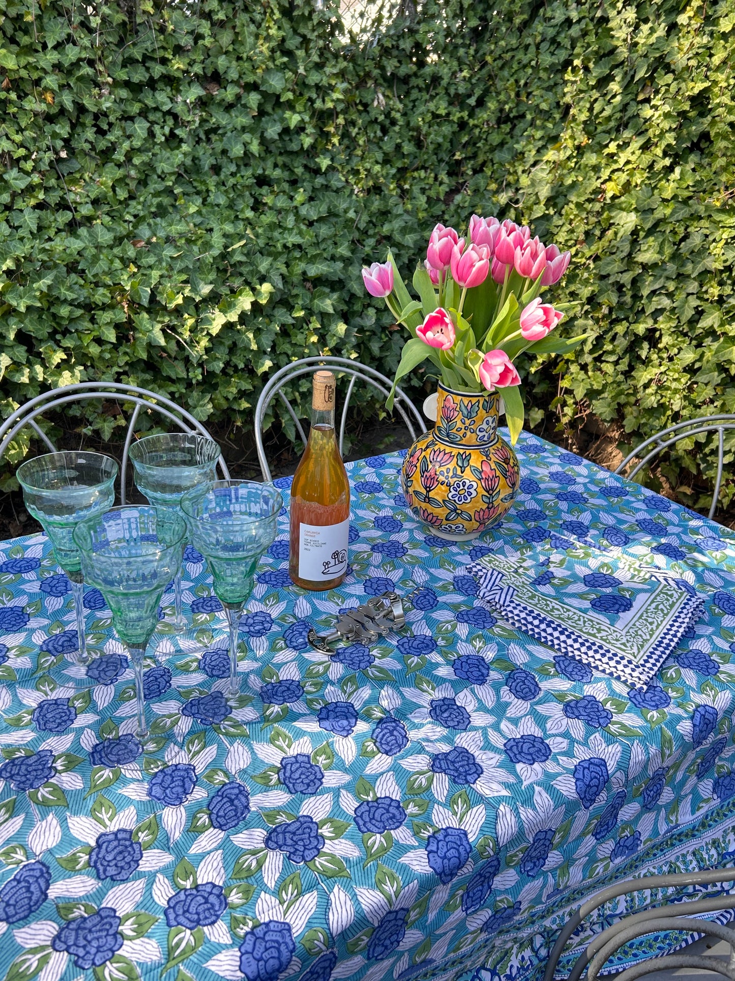 Tablecloth & Napkin Set - Green and Blue