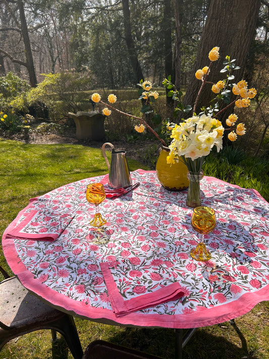 Tablecloth & Napkin Set - Hot Pink and Green
