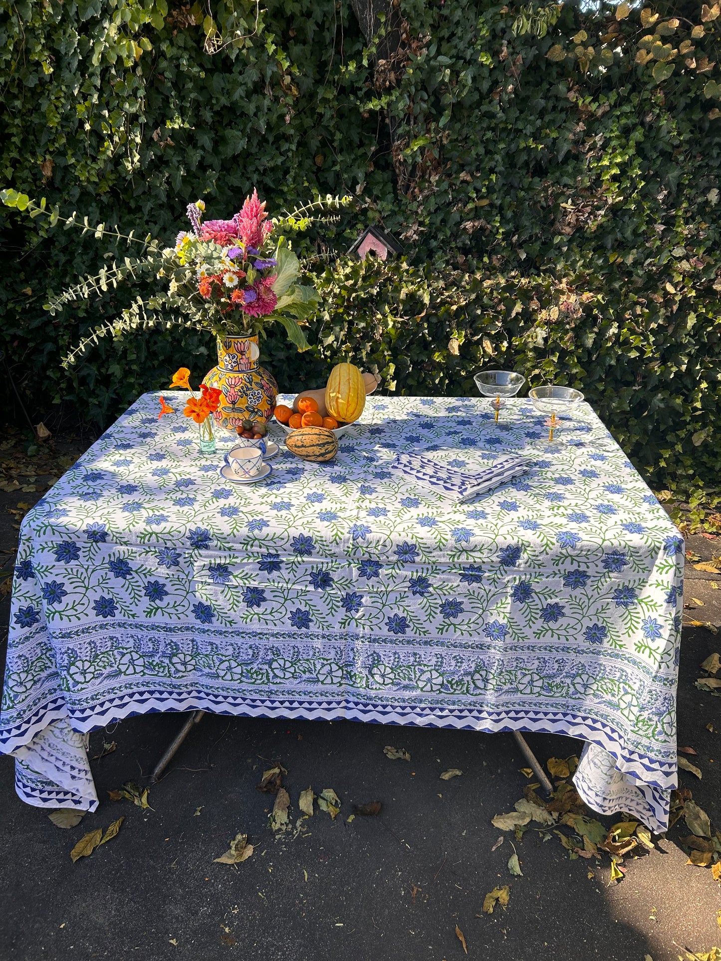 Tablecloth & Napkin Set - Blue and Green