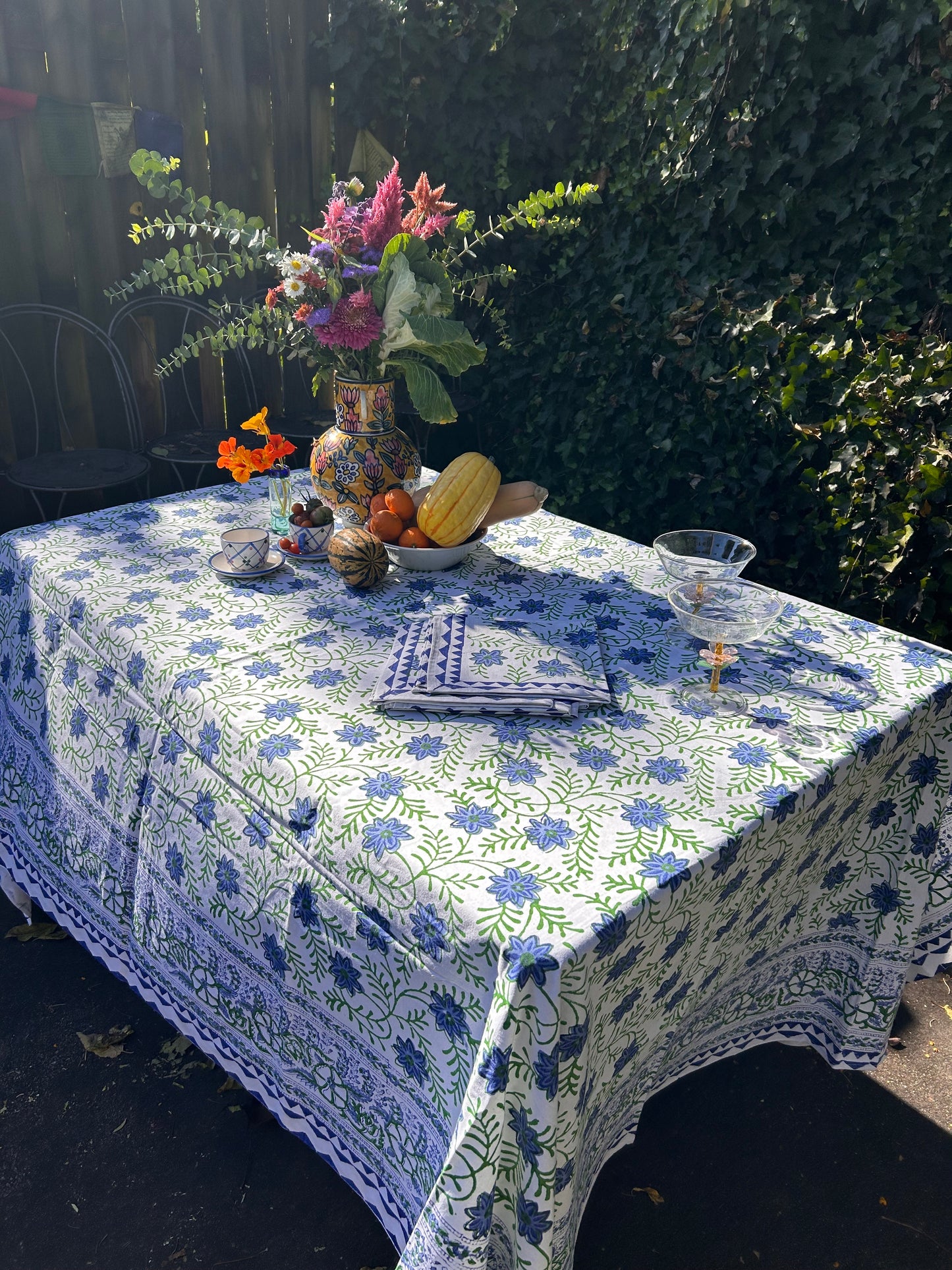 Tablecloth & Napkin Set - Blue and Green