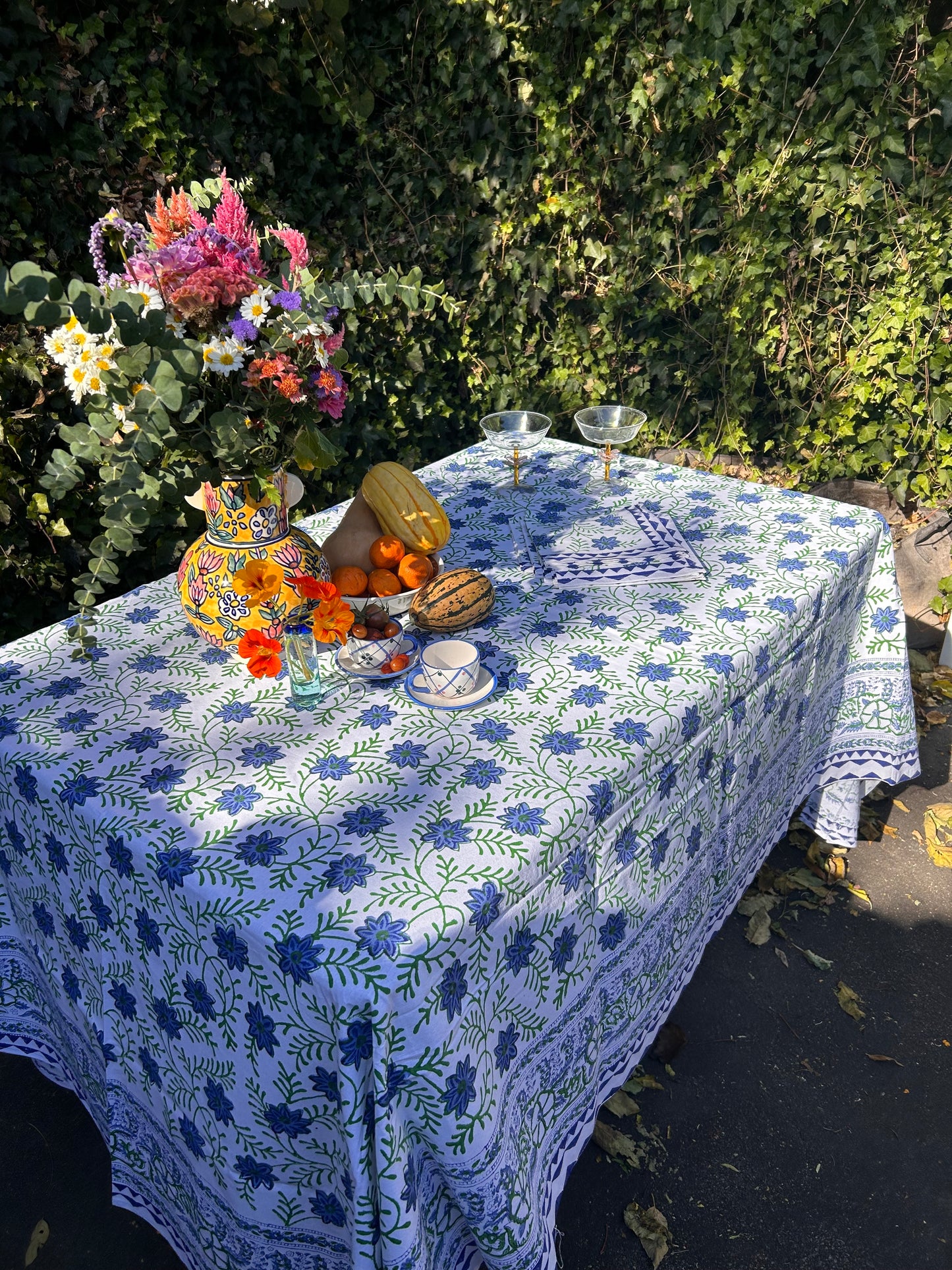 Tablecloth & Napkin Set - Blue and Green