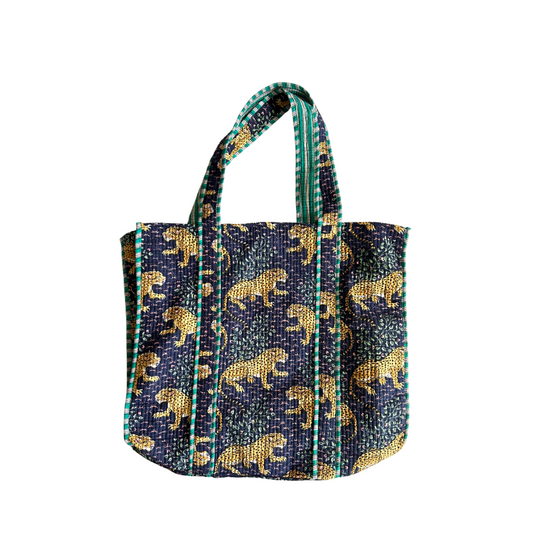 Large Navy Jaguar Tote Bag