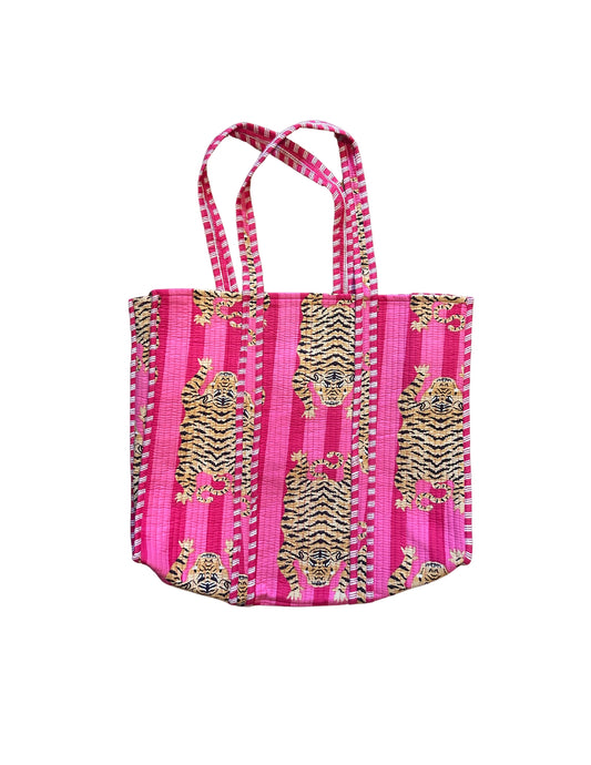 Large Pink Tiger Tote Bag